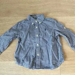 【ラルフローレン】80cm 18m チェックシャツ ブルー 長袖