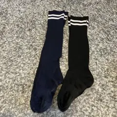 2点セットサッカーソックス ネイビー ブラック ストライプ