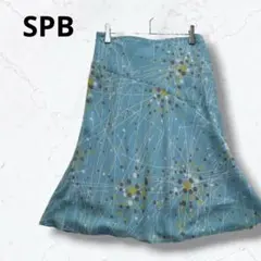 SPB フレアスカート 総柄 M 水色 ドット柄 膝丈 涼感 透け感 夏コーデのサムネイル