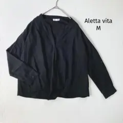 アレッタビータ Aletta vita ブラウス【M】Vネック ゆったり 黒