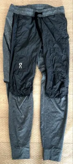 美品 on running ランニングパンツ レイヤード 切り替え ブラック