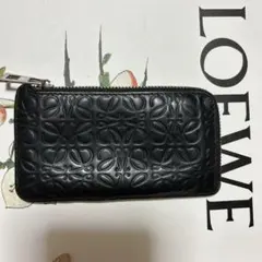 ロエベ フラグメントケース レザー　リピートアナグラム 型押し ブラック