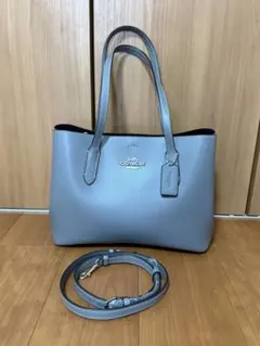 現行✨コーチ ウィロウ トートバッグ24 Cロゴ 2way ターンロック 青 