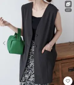 Discoat ベスト ジレ テックリネンノーカラージレ レディース　春夏