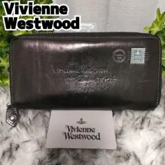 【希少】 Vivienne Westwood 長財布 ブラックレザーラウンド切手