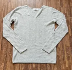 AZUL by moussy リブ編みVネックセーター