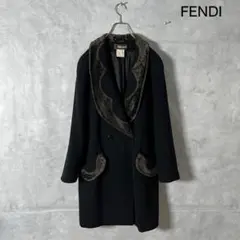 80s FENDI イタリア製 ファー切り替え カシミア混 コート N72のサムネイル
