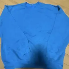 青色 コットン混紡 トレーナー 長袖