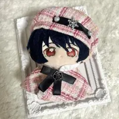 ぬい服 ケープ ポンチョ ベレー帽 チェック ツイード ピンク