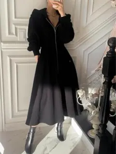 パーカーワンピース フード付き ブラック