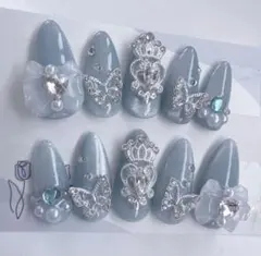 【現品】量産型 ゆめかわ 韓国 推し マグネット 水色 ネイルチップ