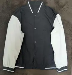 【バックプリント】NATURE ハートグラフィック スタジャン風ブルゾン 黒×白
