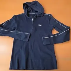 バーバリーゴルフ ハーフジップパーカー Mサイズ　紺　リブカットソー　フード付き