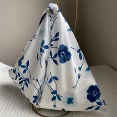【新品】あづま袋エコバックインナーバッグブルー花柄