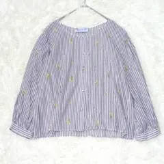 SAJOU サジュー×LBC　刺繍　ブラウス　くるみボタン　ストライプのサムネイル