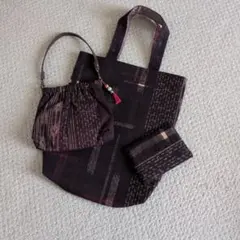 ハンドメイド 市松模様 蓋付きポーチ - メルカリ