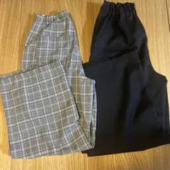 150cm グレー系チェック ワイドパンツ