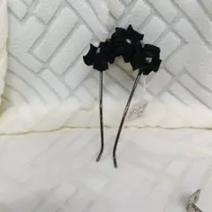 黒い花モチーフのかんざし