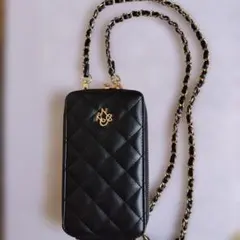 ナイスクラップ キルティングスマホショルダーバッグ　ブラック　黒