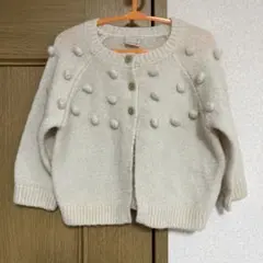 プティマイン ポンポンニットカーディガン 生成 Sサイズ 80-90cm