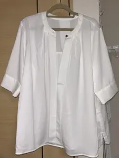 【2WAY】フロントタック5分袖ブラウス