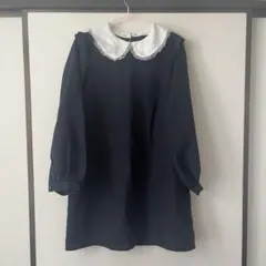 チェック柄ワンピース ひざ丈 付け外し襟付きレトロ Fi.n.t風