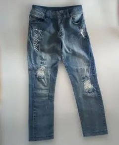 GOTCHA　刺繍デニム　ダメージ加工　　デニム　ジーンズ　M