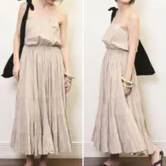 MARIHA 草原の夢のドレス ベージュ ベアトップワンピース ロング フリー