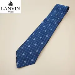 【美品】LANVIN ランバンパリス シルク100% ブルー 幾何学柄
