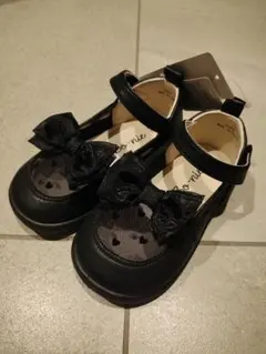 新品タグ付き リボン付き黒フォーマルシューズ 15.0 バースデイ