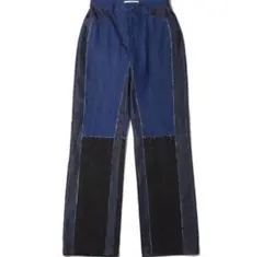 atmos pink 断ち切り配色パンツ Sサイズ ブルー デニム ジーンズ