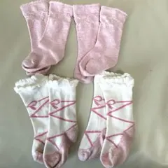 バレーシューズ 靴下　双子 ベビー　プティマイン リボン GU ユニクロ　リボン