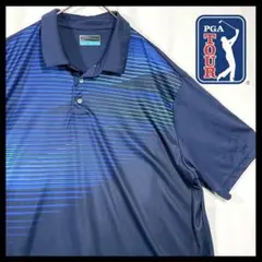 【PGA TOUR】ポリ系サラサラ速乾　アシンメトリー刺繡ロゴ　ポロシャツ
