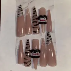 ネイルチップ リップネイル ゼブラ柄 ギャル