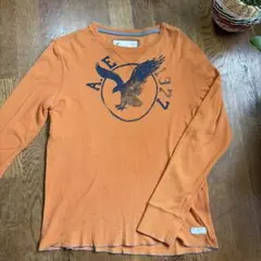 AMERICAN EAGLE オレンジサーマルＬロンTデカロゴビンテージ