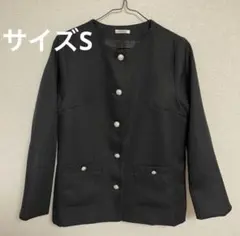 ノーカラージャケット　ブラック