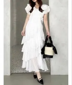 dazzlin ダズリン バリエフルイドワンピース ホワイト