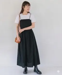 【SONNYLABEL】シャーリングキャミワンピース ブラック