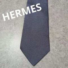 HERMES ネイビー 赤 幾何学模様 ネクタイ