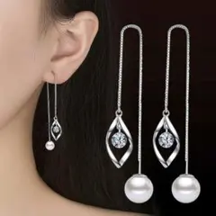 ピアス レディース パールピアス シルバー ジルコニア ツイスト 翌日発送