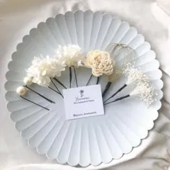 ドライフラワー 髪飾り　ヘアピン　成人式　和装　結婚式　ゴールド　水引