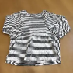 ストライプ クルーネック Tシャツ 半袖　綿100% クロップド　ショート