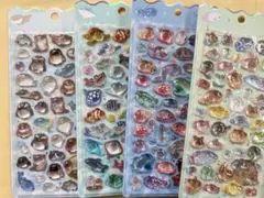 新品正規品♪水族館＊ボンボンドロップシール4枚セット 海獣　深海　淡水魚　海水魚