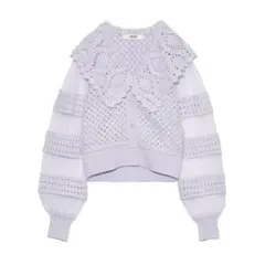 FURFUR ビッグカラークロシェカーディガン　ラベンダー