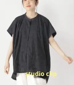 studio CLIP 3Dレースチュニックシャツ ブラック