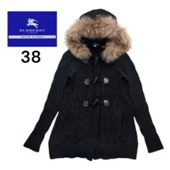 美品✨Burberry バーバリーブルーレーベル ダッフルニット ファーブラック