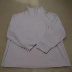 ユニクロ ソフトニットフリースリブハイネックT 淡いピンク 長袖トップス