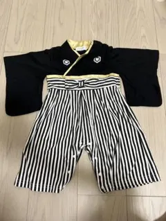 Aenak 袴ロンパース 80cm 黒白ストライプ