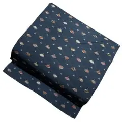 ユ214未着用両面全通名古屋帯 菱形扇柄 正絹 着物帯　仕立て上り美品