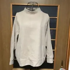 モックネック スウェット トレーナー ベージュ 無地 裏起毛